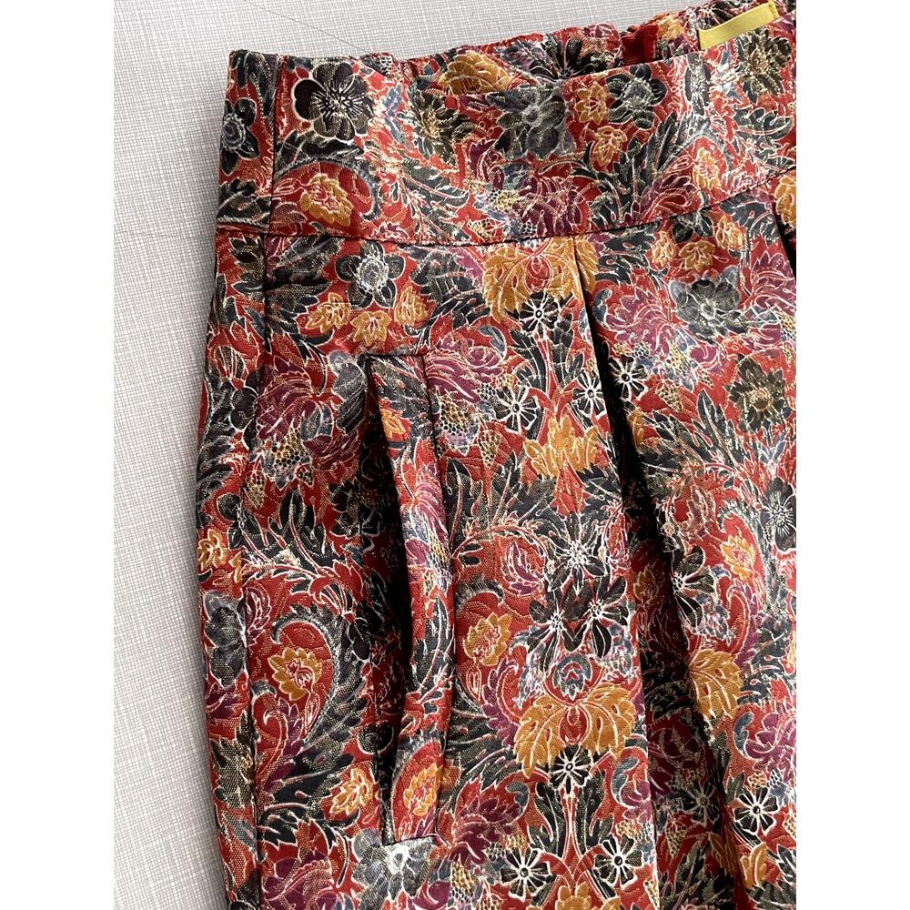 Anthropologie Metallic Skirt Mini Jacquard Holiday Party Boho Floral Pockets Fun - Picture 6 of 13